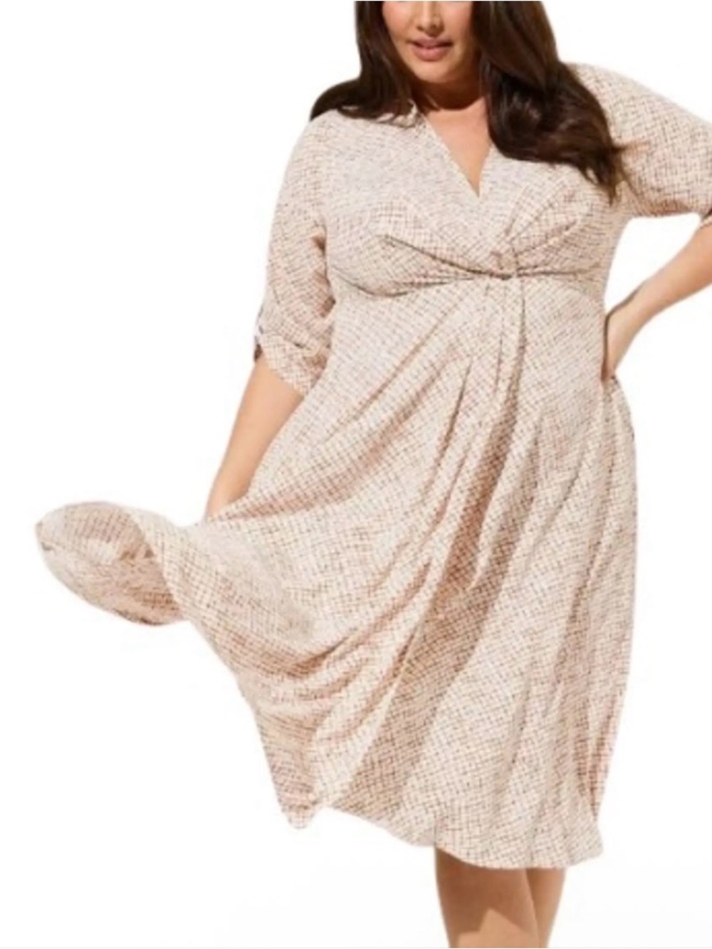 Torrid Midi Studio Crepe De Chine Collared Shirt Dress Size 2x Roll Tab Sleeve